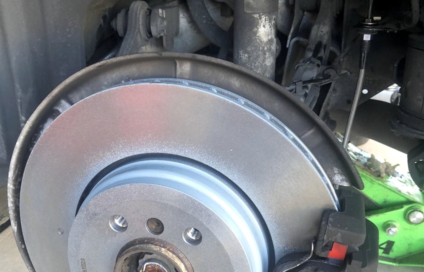 New brake rotor installed during mobile brake repair in Everett